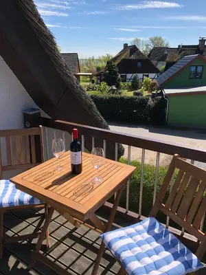 Ein Balkon oder eine Terrasse in der Unterkunft Boddenhaus Darss