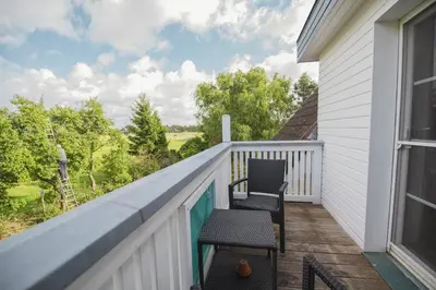 Ein Balkon oder eine Terrasse in der Unterkunft Pension Achtern Wieck