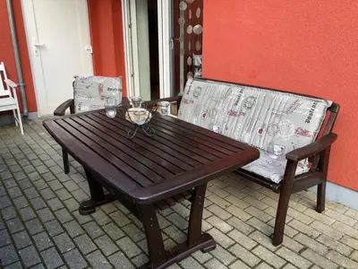 Ein Sitzbereich in der Unterkunft Wellenwiese 29
