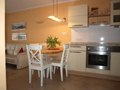 Küche/Küchenzeile in der Unterkunft Ferienhaus Fischlandperle