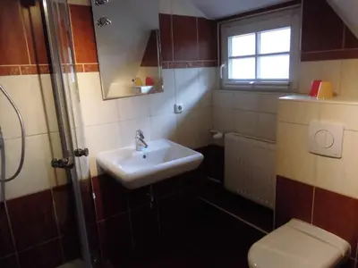 Ein Badezimmer in der Unterkunft Eiscafe&Pension Schumann