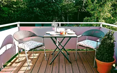 Ein Balkon oder eine Terrasse in der Unterkunft Darssmuschel Dierhagen-Strand - Haus 2