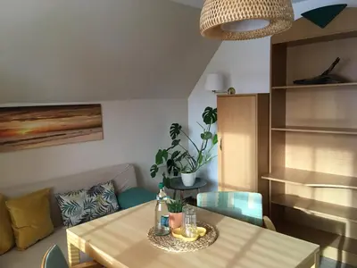 Ein Sitzbereich in der Unterkunft Hotel-Pension Seeadler