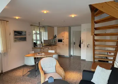 Küche/Küchenzeile in der Unterkunft Ferienwohnung am Strand