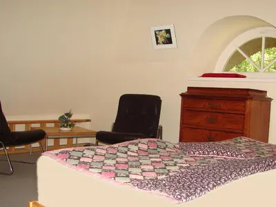Ein Sitzbereich in der Unterkunft Ferienwohnung am Strand