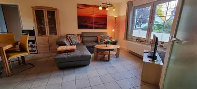 Ein Sitzbereich in der Unterkunft Am Deich 22 Strandfalter Zingst