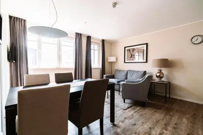 Ein Sitzbereich in der Unterkunft Apartmentanlage Seezeichen