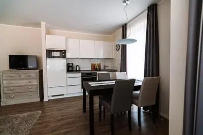 Küche/Küchenzeile in der Unterkunft Apartmentanlage Seezeichen