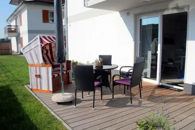 Ein Balkon oder eine Terrasse in der Unterkunft Strandhafer V4W2