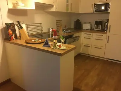 Küche/Küchenzeile in der Unterkunft FEWO II Villa Nicole Hafenstraße 37