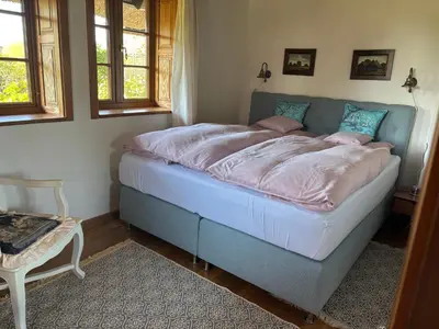 Ein Bett oder Betten in einem Zimmer der Unterkunft Fachwerkhaus