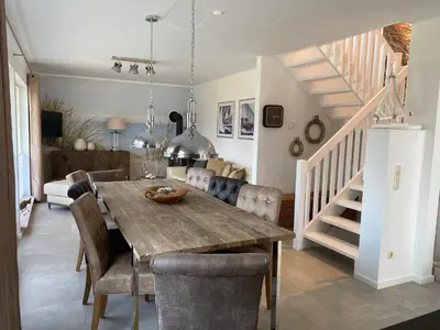Ein Sitzbereich in der Unterkunft Villa Gudrun, luxury Beach House