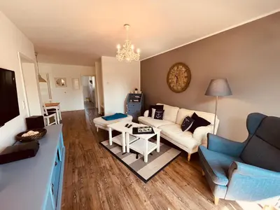 Ein Sitzbereich in der Unterkunft Ferienwohnung Blue in Born