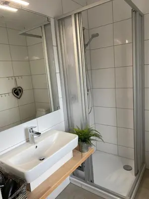 Ein Badezimmer in der Unterkunft Ferienhaus mit Sauna