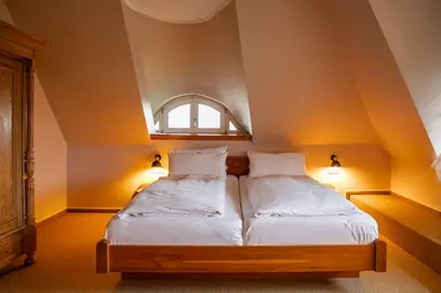 Ein Bett oder Betten in einem Zimmer der Unterkunft Landhaus Morgensünn