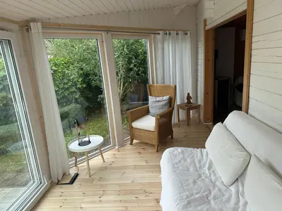 Ein Sitzbereich in der Unterkunft Meerhaus