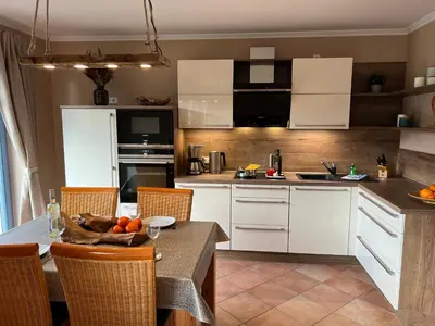 Küche/Küchenzeile in der Unterkunft Ferienwohnung Baumann