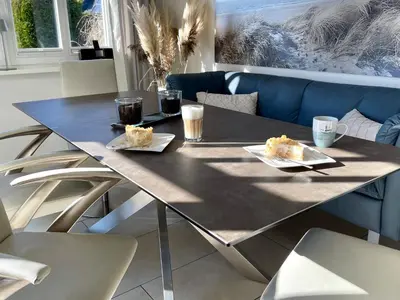 Ein Sitzbereich in der Unterkunft Ferienhaus Mee(h)rZeit