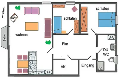 Grundriss der Unterkunft Kranich III, Whg 14