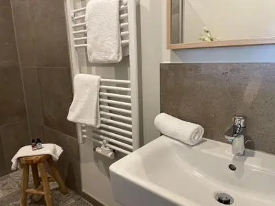 Ein Badezimmer in der Unterkunft Idyllischer Hof mit 5 Wohnungen nahe des Saaler Boddens