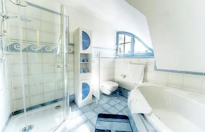 Ein Badezimmer in der Unterkunft Antjes Deichblick
