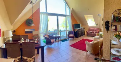 Ein Sitzbereich in der Unterkunft Exklusiv-Studio 