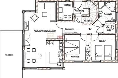 Grundriss der Unterkunft Haus Marleen EG, FW 1