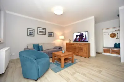 Ein Sitzbereich in der Unterkunft Ankerplatz Zingst