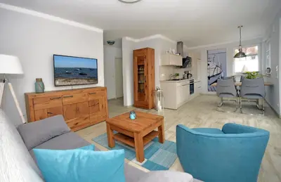 Ein Sitzbereich in der Unterkunft Ankerplatz Zingst