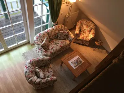 Ein Sitzbereich in der Unterkunft Ferienhaus Schiffchen 
