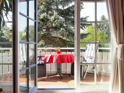 Ein Balkon oder eine Terrasse in der Unterkunft Ferienhaus Weinhardt - Whg 1