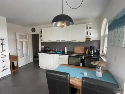 Küche/Küchenzeile in der Unterkunft Hafenstraße 9 Whg 5