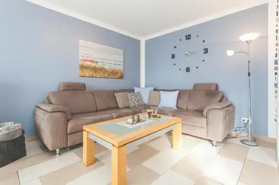 Ein Sitzbereich in der Unterkunft Birkenperle Wohnung 5