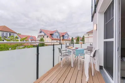 Ein Balkon oder eine Terrasse in der Unterkunft Hafenstraße 27 Ankerplatz 4