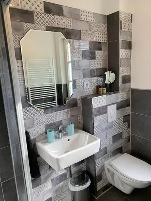 Ein Badezimmer in der Unterkunft Ferienhaus Schiffchen 