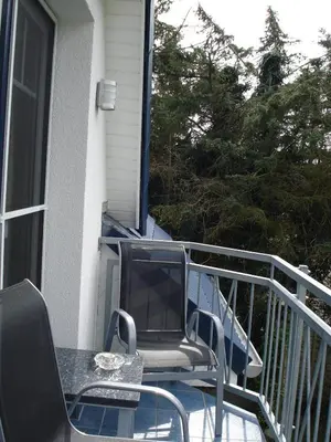 Ein Balkon oder eine Terrasse in der Unterkunft Blick ins Grüne