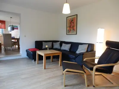 Ein Sitzbereich in der Unterkunft Ferienhaus Am Nordstrand