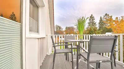 Ein Balkon oder eine Terrasse in der Unterkunft Mühlenhaus - Kornstube