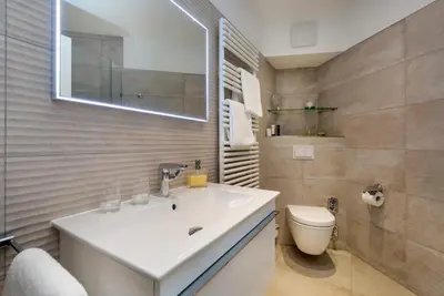 Ein Badezimmer in der Unterkunft Kleine Lagune