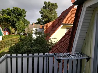 Ein Balkon oder eine Terrasse in der Unterkunft Helle Maisonettewohnung im Buchenpark