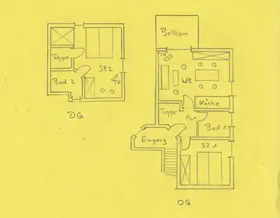 Grundriss der Unterkunft Helle Maisonettewohnung im Buchenpark