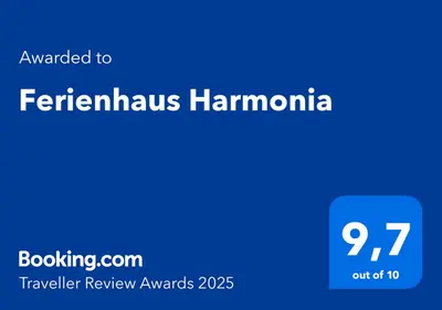 Ein Zertifikat, Auszeichnung, Logo oder anderes Dokument, das in der Unterkunft Ferienhaus Harmonia ausgestellt ist
