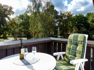 Ein Balkon oder eine Terrasse in der Unterkunft Residenz Kormoran, Windflüchter