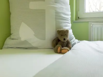 Ein Bett oder Betten in einem Zimmer der Unterkunft Villa Seeluft, No 8