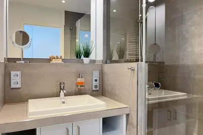 Ein Badezimmer in der Unterkunft Wellenflüstern