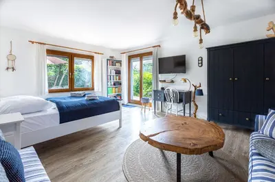 Ein Bett oder Betten in einem Zimmer der Unterkunft Ferienhaus Ankerherz