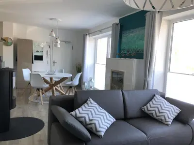 Ein Sitzbereich in der Unterkunft Prerow „Seaside“-strandnah!