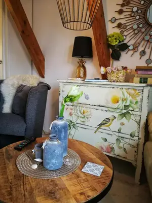 Ein Sitzbereich in der Unterkunft Rosenblick