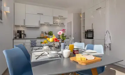 Küche/Küchenzeile in der Unterkunft Haus Liesing