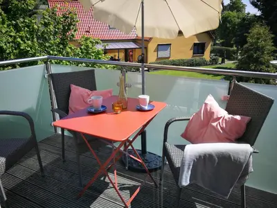 Ein Balkon oder eine Terrasse in der Unterkunft Ferienwohnung Marie in Born
